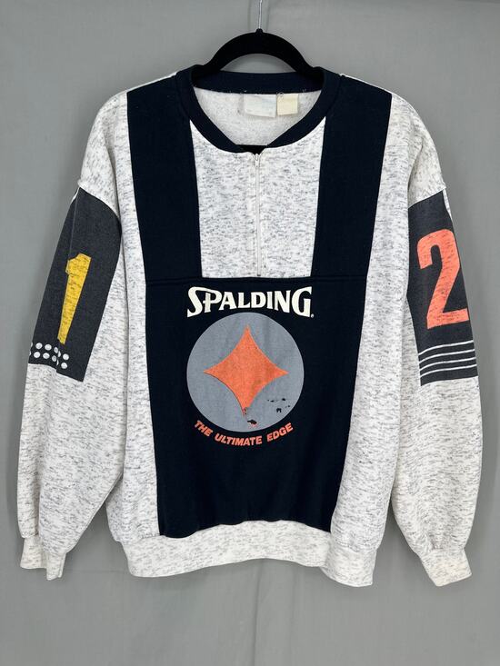 Spalding Other - 80s Vintage Spalding Sweatshirt Mens Large Gray Black Basketball Zip Rare